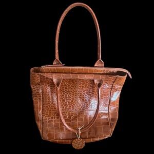 Chico’s Burnt Orange Croc-Embossed Leather Purse | NWOT | Structured Work Bag